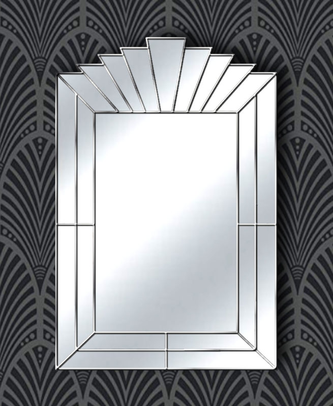 Louis Art Deco Original Handcrafted Fan Wall Mirror In Silver - Bespoke 