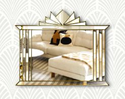 Hobart in gold overmantle fan room art deco wall mirror