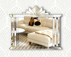 Hobart in silver overmantle fan art deco wall mirror