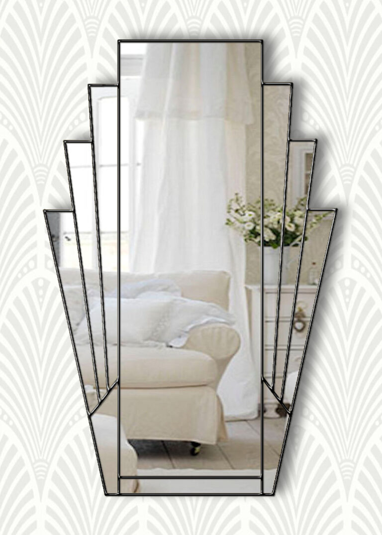 Minerva Original Handcrafted Fan Art Deco Wall Mirror with a Black Trim ...