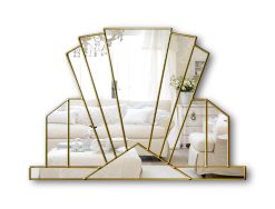 Knightsbridge gold art deco fan overmantle wall mirror