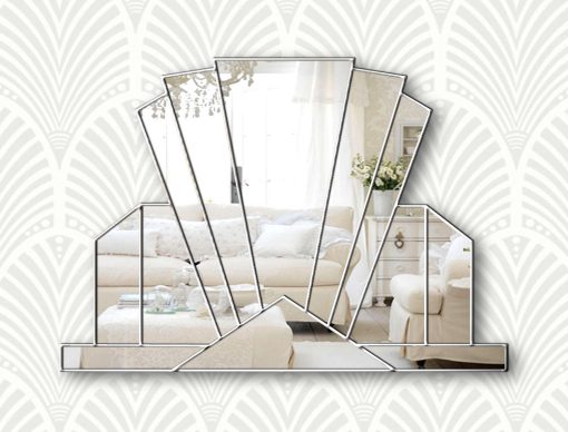 Knightsbridge silver art deco fan wall mirror