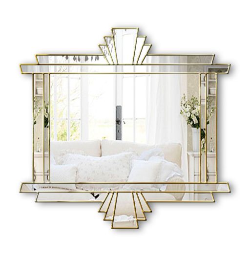 alexander in gold art deco fan overmantle wall mirror